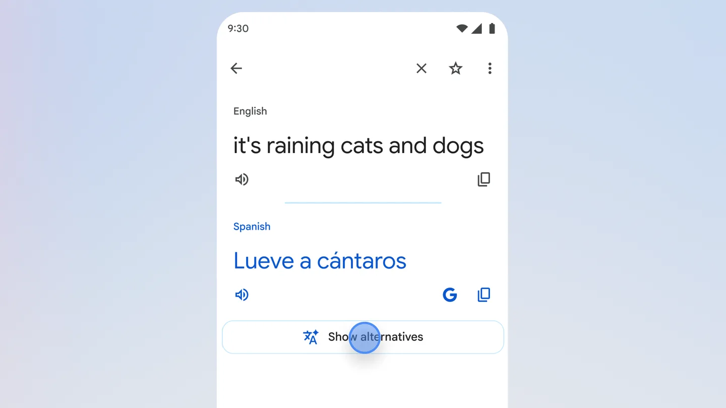 Google Translate añade sugerencias de tono impulsadas por Gemini