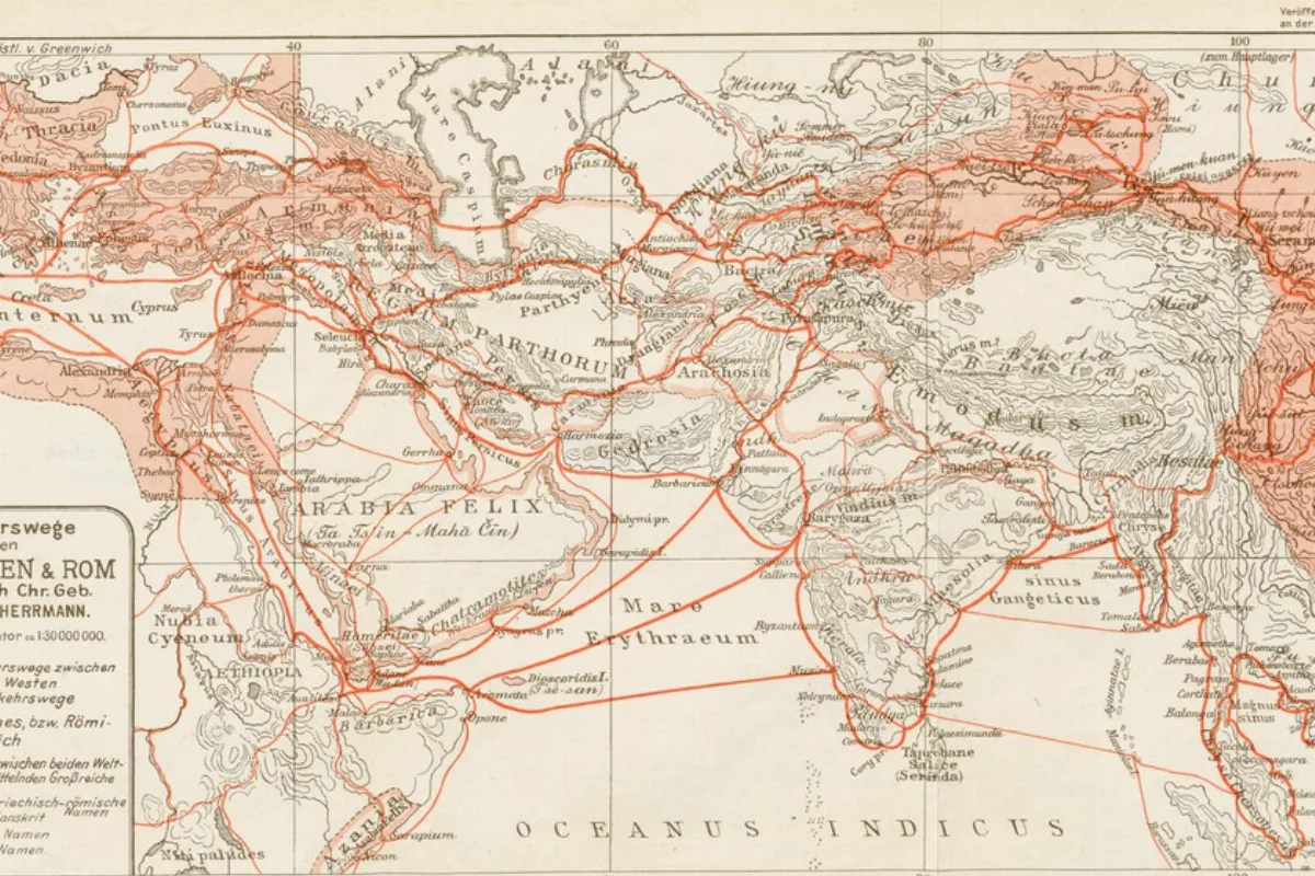 El mapa de 1922 que muestra cómo Roma, India y China estaban conectados hace 2000 años