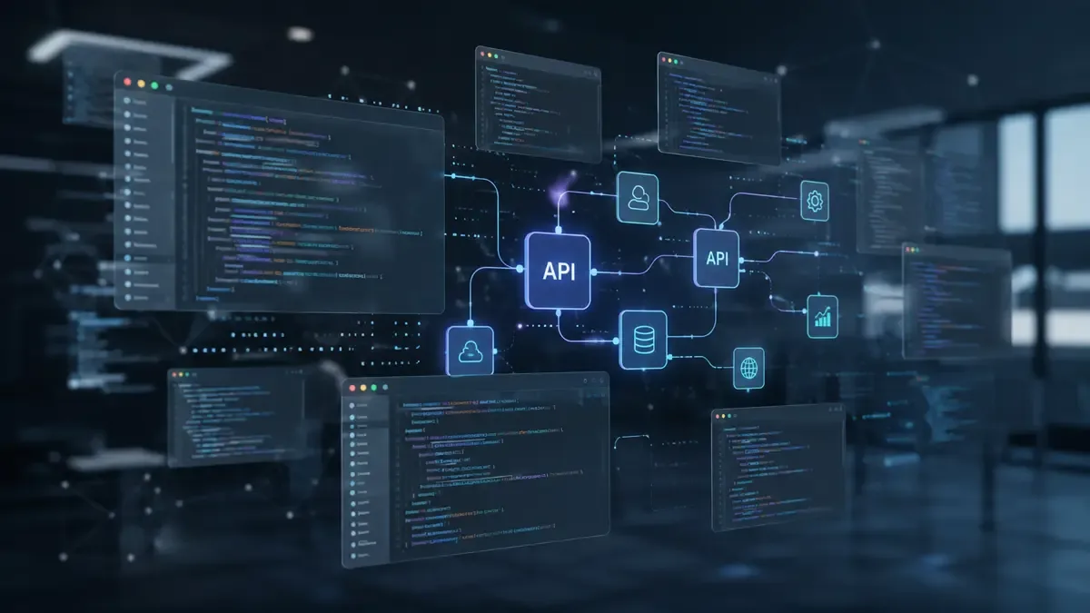 Concepto visual de una API de inteligencia artificial